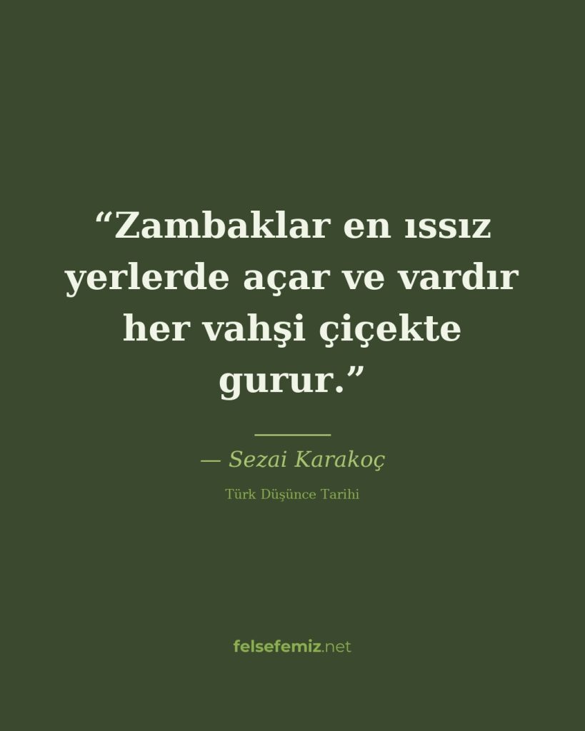Zambaklar en ıssız yerlerde açar ve vardır her vahşi çiçekte gurur. — Sezai Karakoç | Felsefemiz.net